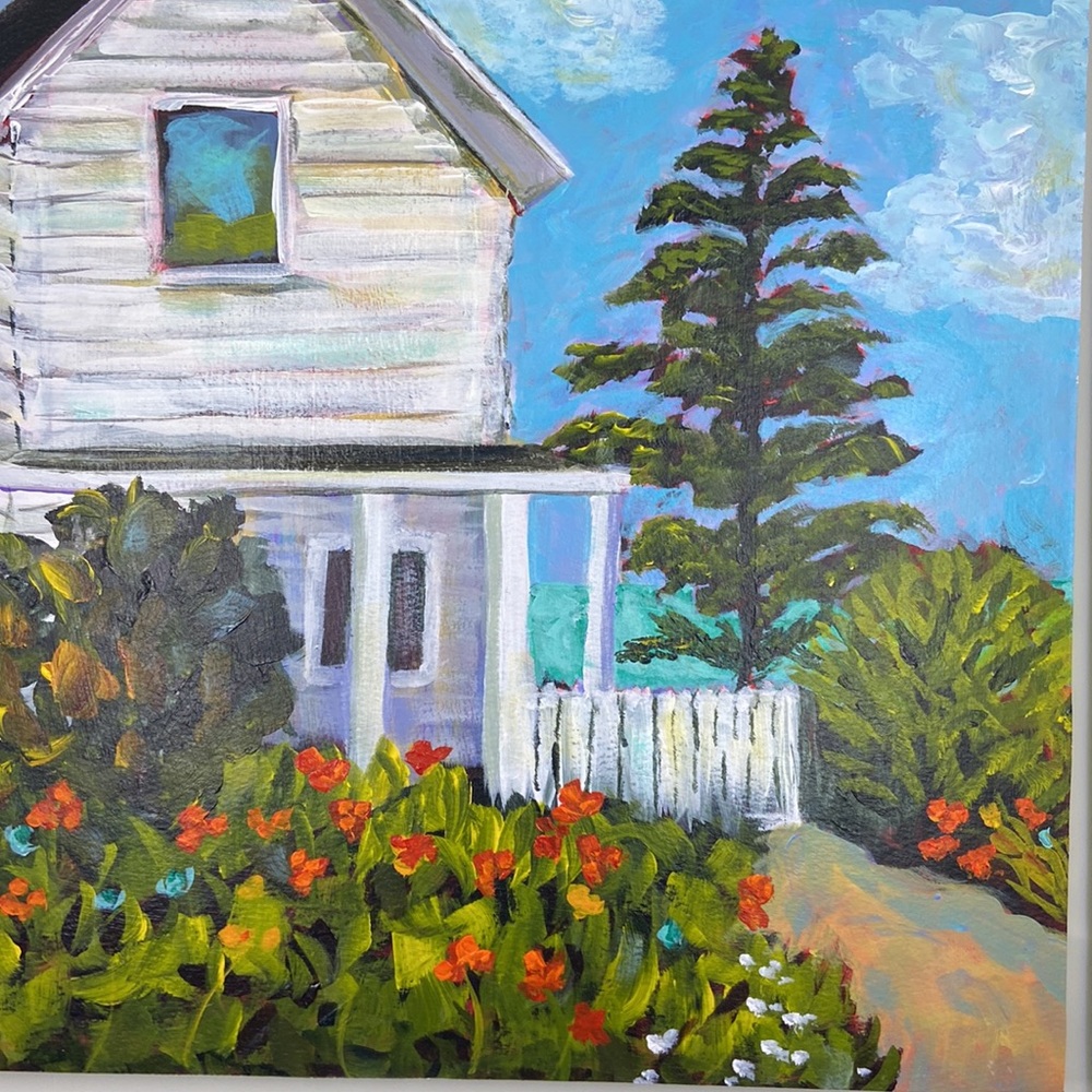 Acrylic Painting  The Lake House Home Accent Cottage core  Wall Decor - Picture 3 of 6